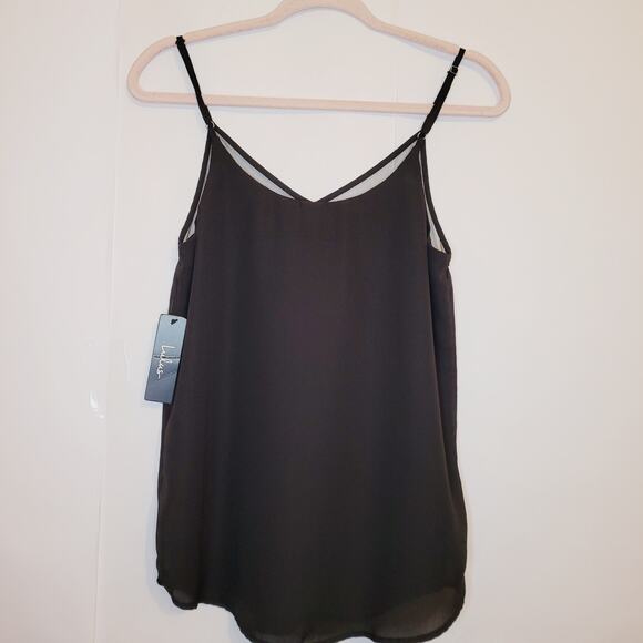 New Lulu's Womens Black Flowy Layered Vneck Camisole Top Size Small - Picture 2 of 11